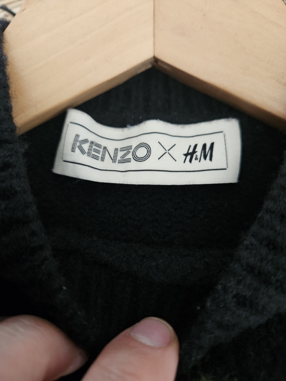 Kenzo x H&M Wool Sweater Black Embroidered Patch Crewneck Womens Small - Picture 6 of 9